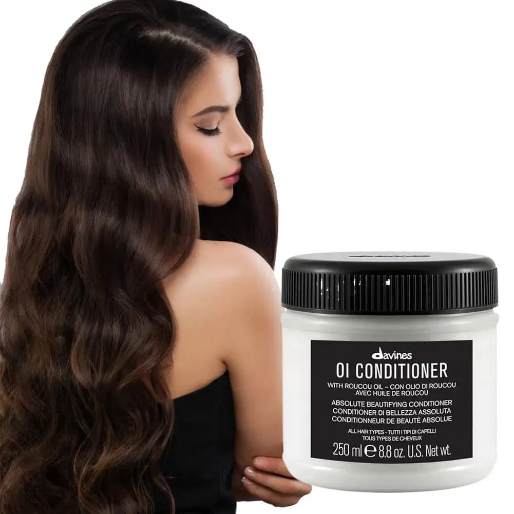 Après-shampooing Davines OI 250 ml, soin nourrissant en profondeur pour les cheveux, à l'huile de Roucou, réparation des pointes fourchues, pour tous types de cheveux