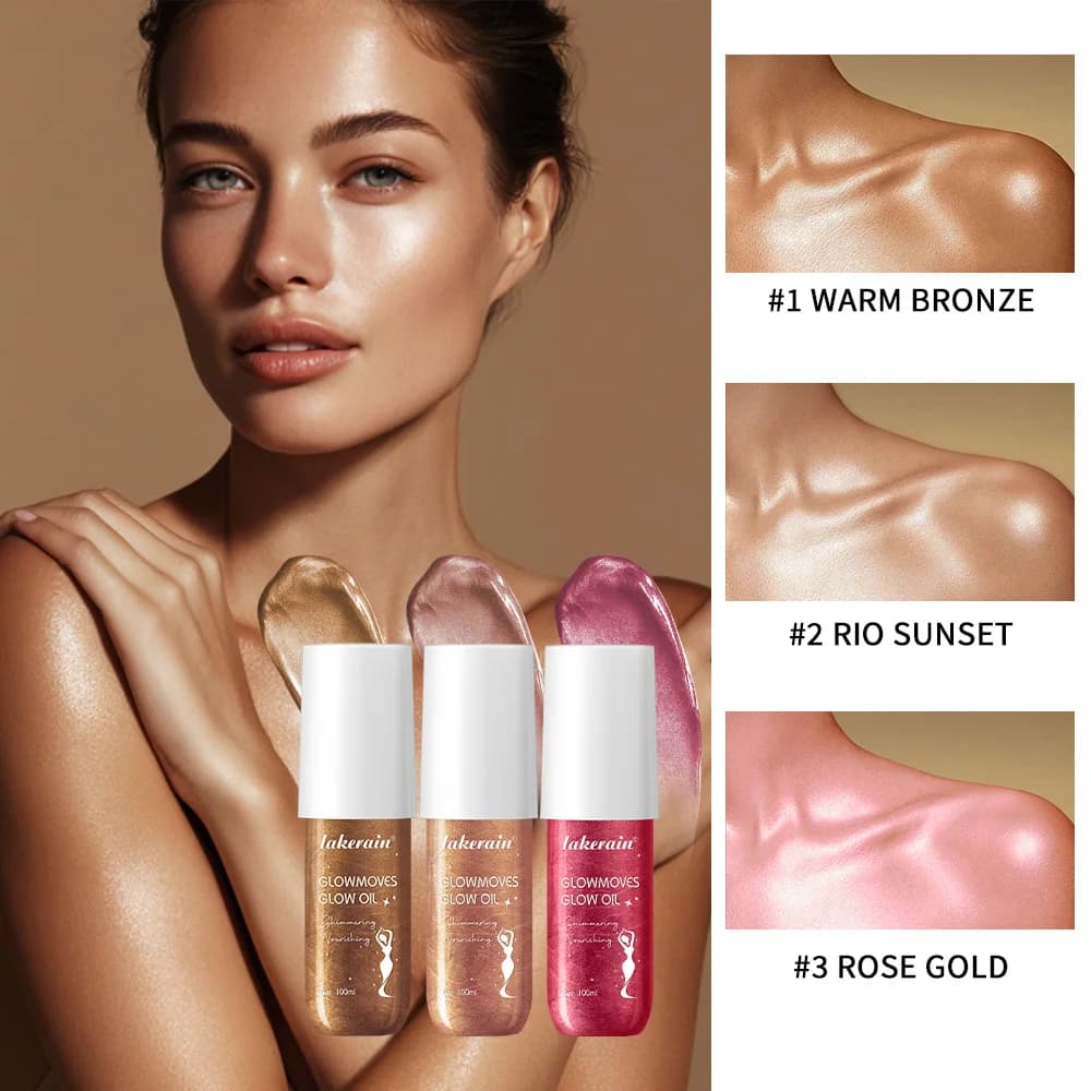 Glowmotions Glow Body Oil 100 ml Hydratant adoucissant Brésilien Shimmer Bronze Formule non grasse non collante pour les fêtes sur la plage