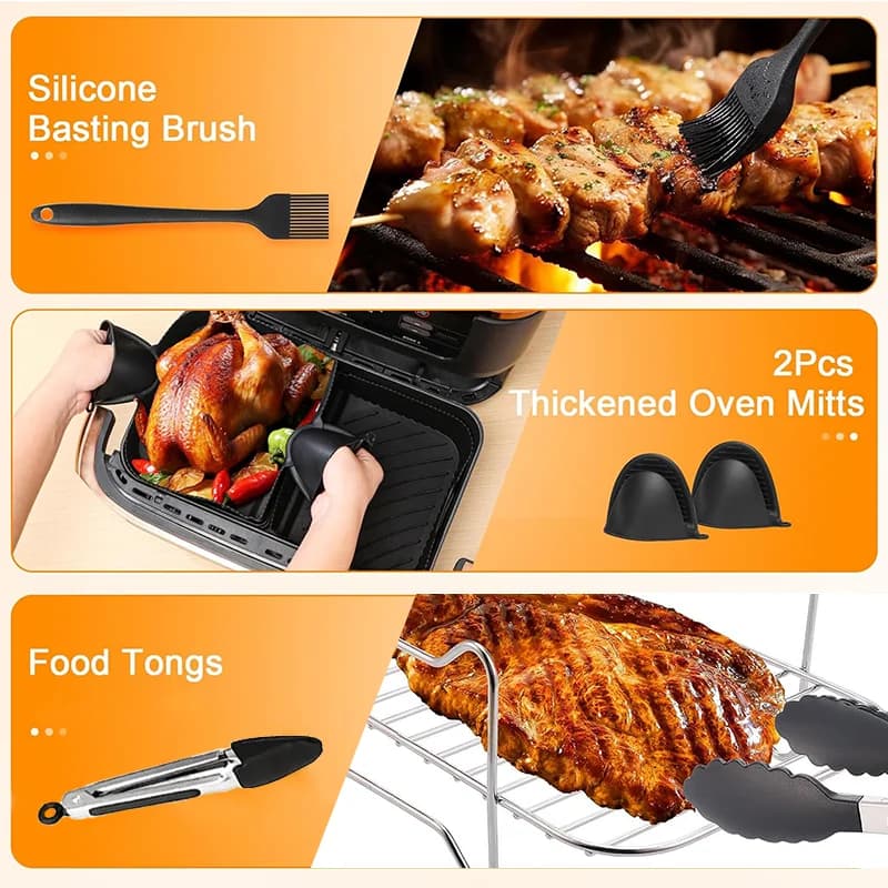 Moule en Silicone pour friteuse à Air, support de gril, ensemble d'ustensiles pour Ninja Double pile XL/Foodi SL400EU, AF300EU/AF400EU 7,5l-9,5l