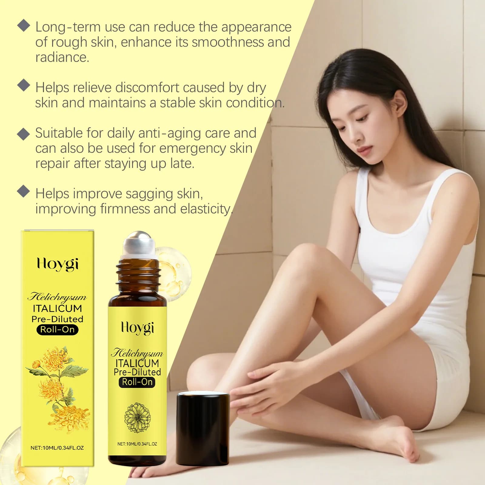 Helichrysum Rouleau sur l'huile corporelle pour soulager la peau sèche, huile de Massage hydratante et apaisante avec huile de jojoba, cadeau de soins de la peau d'hiver pour femmes