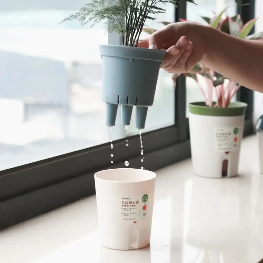 Pot de fleur hydroponique paresseux, Pot de fleurs absorbant l'eau, plante succulente en plastique, jardinière auto-arrosage, décor de salon et de bureau