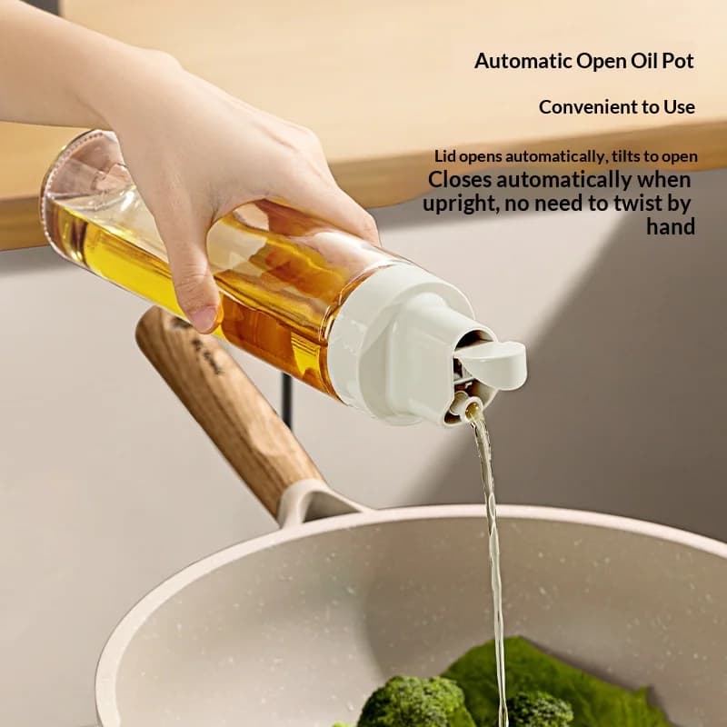 Ensemble de bouteilles d'huile, de sauce soja et de vinaigre pour la cuisine, sans gouttes, réservoir d'huile en verre anti-fuite, ouverture et fermeture automatiques