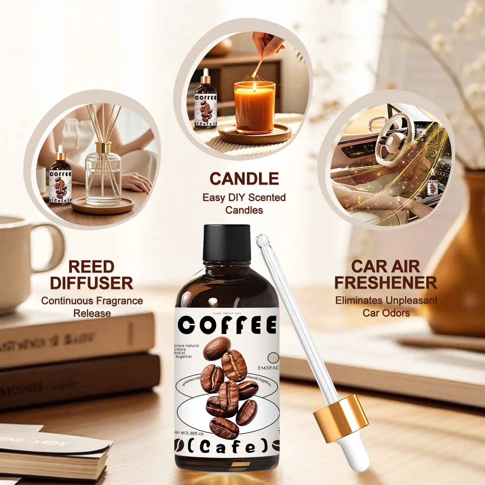 Huile essentielle de café 100 ml, huiles essentielles de qualité supérieure pour offrir en cadeau à des amis, aromathérapie