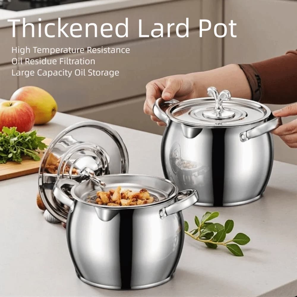 Pot de filtre à huile en acier inoxydable, 1,5/3,5 l, passoire à saindoux, filtre à huile de cuisson, conteneur de stockage de graisse, réservoir de filtre de cuisine