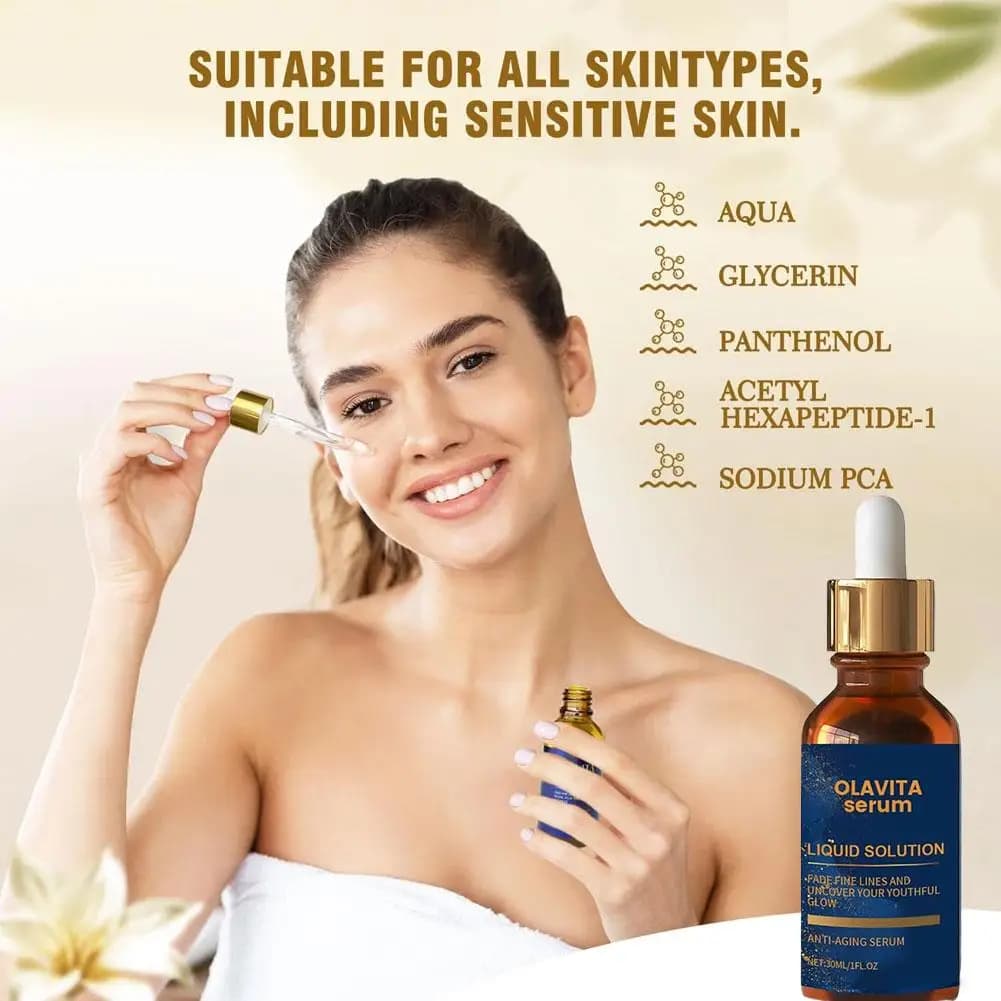 Sérum liquide pour le visage, Solution Anti-vieillissement, améliore la Production du collagène cutané, diminue les ridules et les rides pour une lueur jeune
