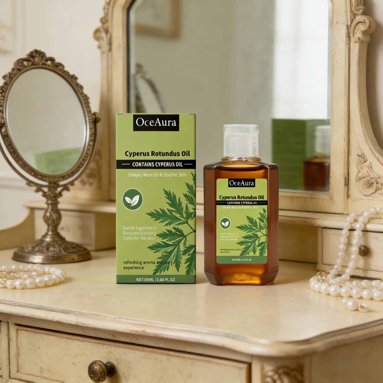 Huile de Cyperus Rotundus OceAura, hydratation intense, réparation de la peau, apaisement, amélioration des rougeurs, huile de massage non grasse pour le soin du corps, 50 ml