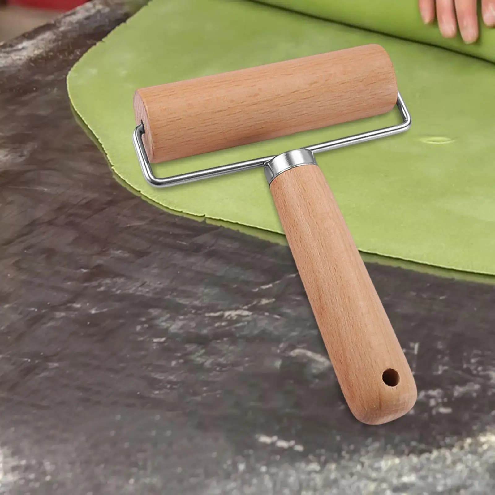 Rouleau à Pâte Antiadhésif en Bois avec Poignée, Fournitures pour Pâte, Bâton pour Farine, Tarte, Biscuit