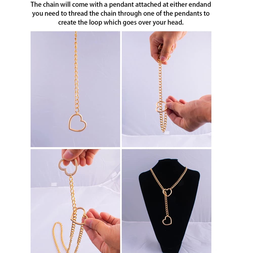 Collier chaîne en forme de cœur pour femmes, style punk rock, collier ras du cou, bijoux pour couples, accessoires cadeaux