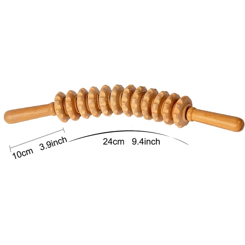 Bâton de Massage à rouleau en bois, outil d'engrenage portatif, outil de roulement à 12 roues, Point de déclenchement à rouleau pliable en bois naturel pur