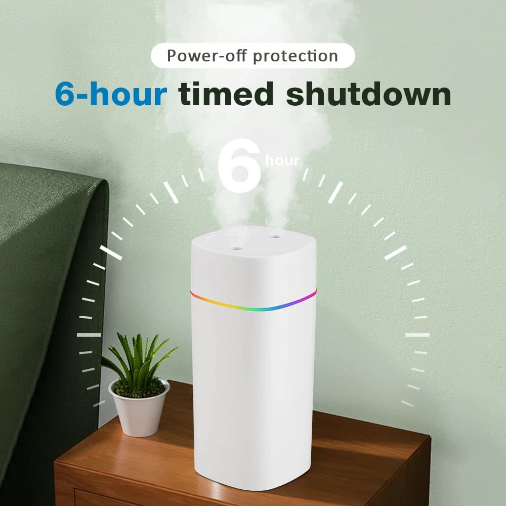 Humidificateur d'air à double port de pulvérisation, diffuseur d'huiles essentielles, aromathérapie, atomiseur muet, lumières colorées, maison, bureau, voiture, 600ml