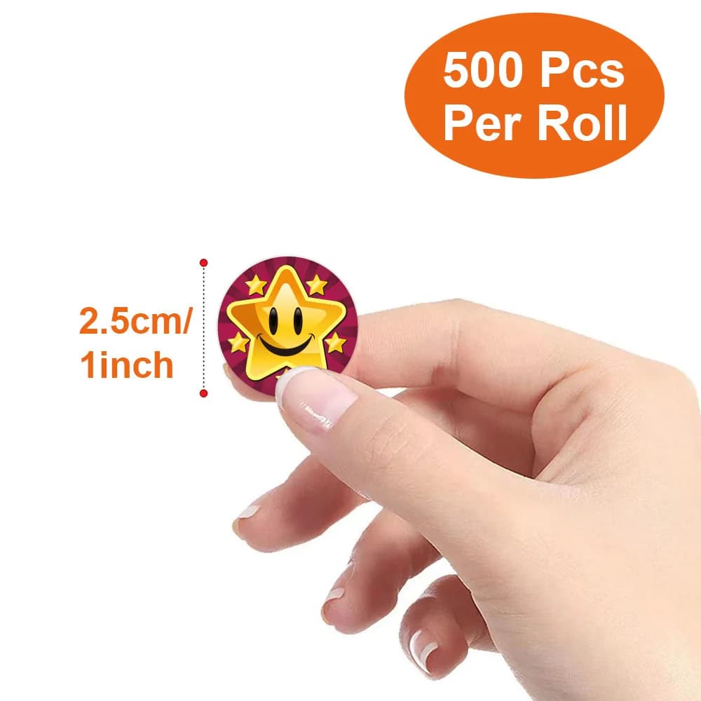 Autocollants en forme d'étoile à cinq branches, autocollants décoratifs avec visage souriant, étiquettes autocollantes pour sceller les étiquettes, Kawaii