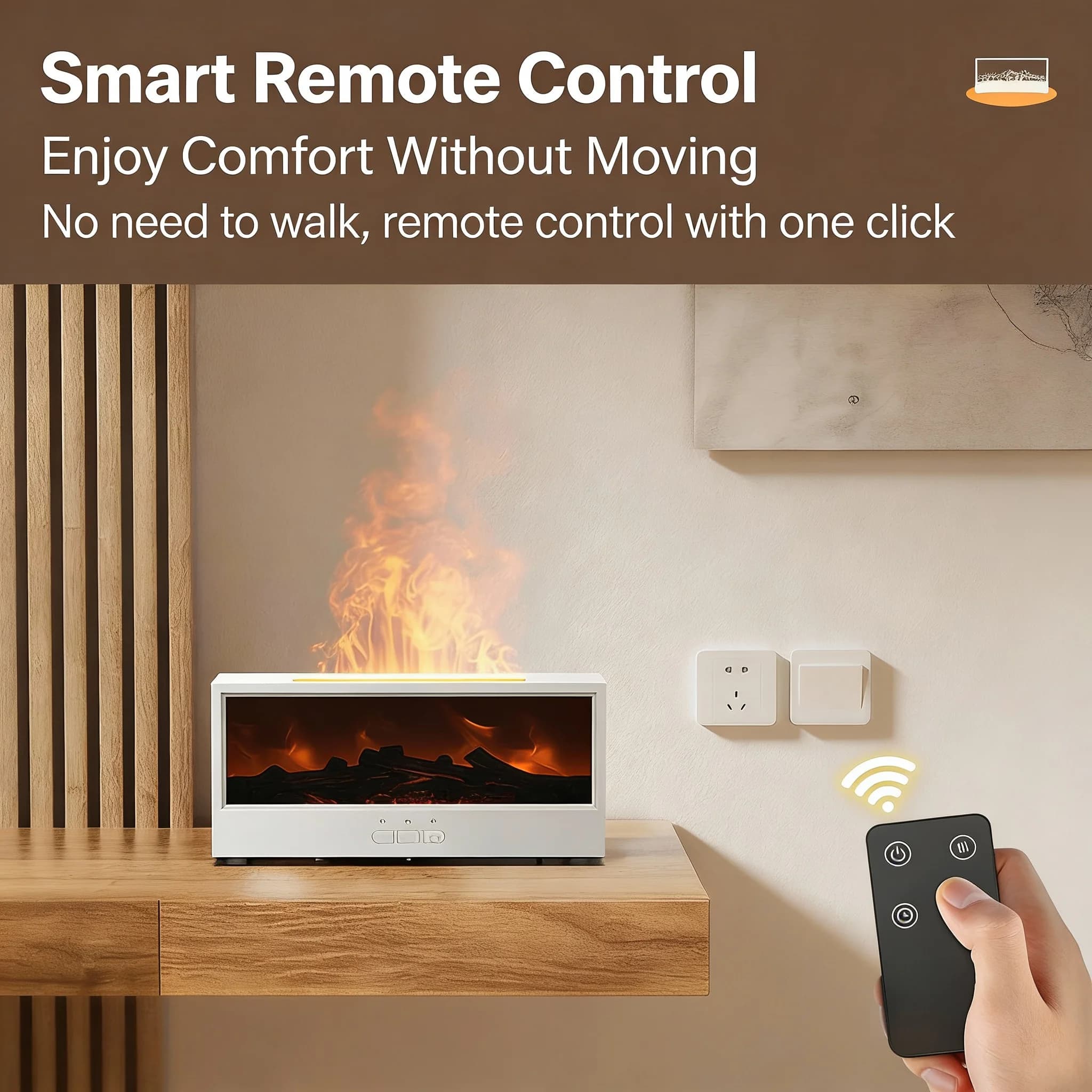 Diffuseur d'huiles essentielles 7 couleurs, diffuseur d'arôme de flamme de cheminée, humidificateur d'air USB avec télécommande pour chambre à coucher, maison, bureau