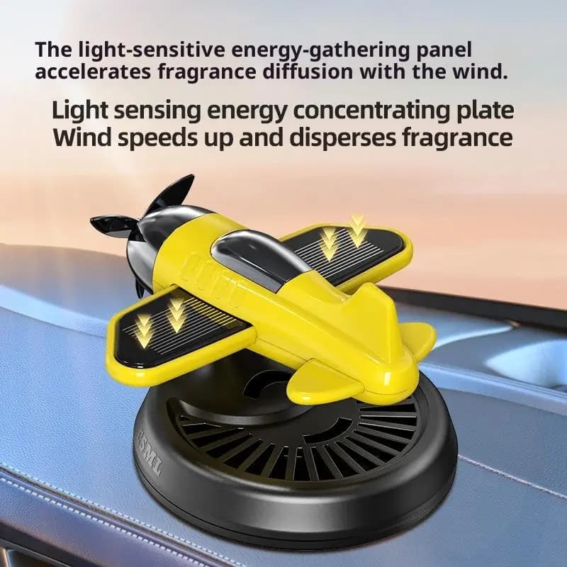 Diffuseur de désodorisant avec conception rotative en forme d'avion ; Alimenté solaire écologique pour les véhicules
