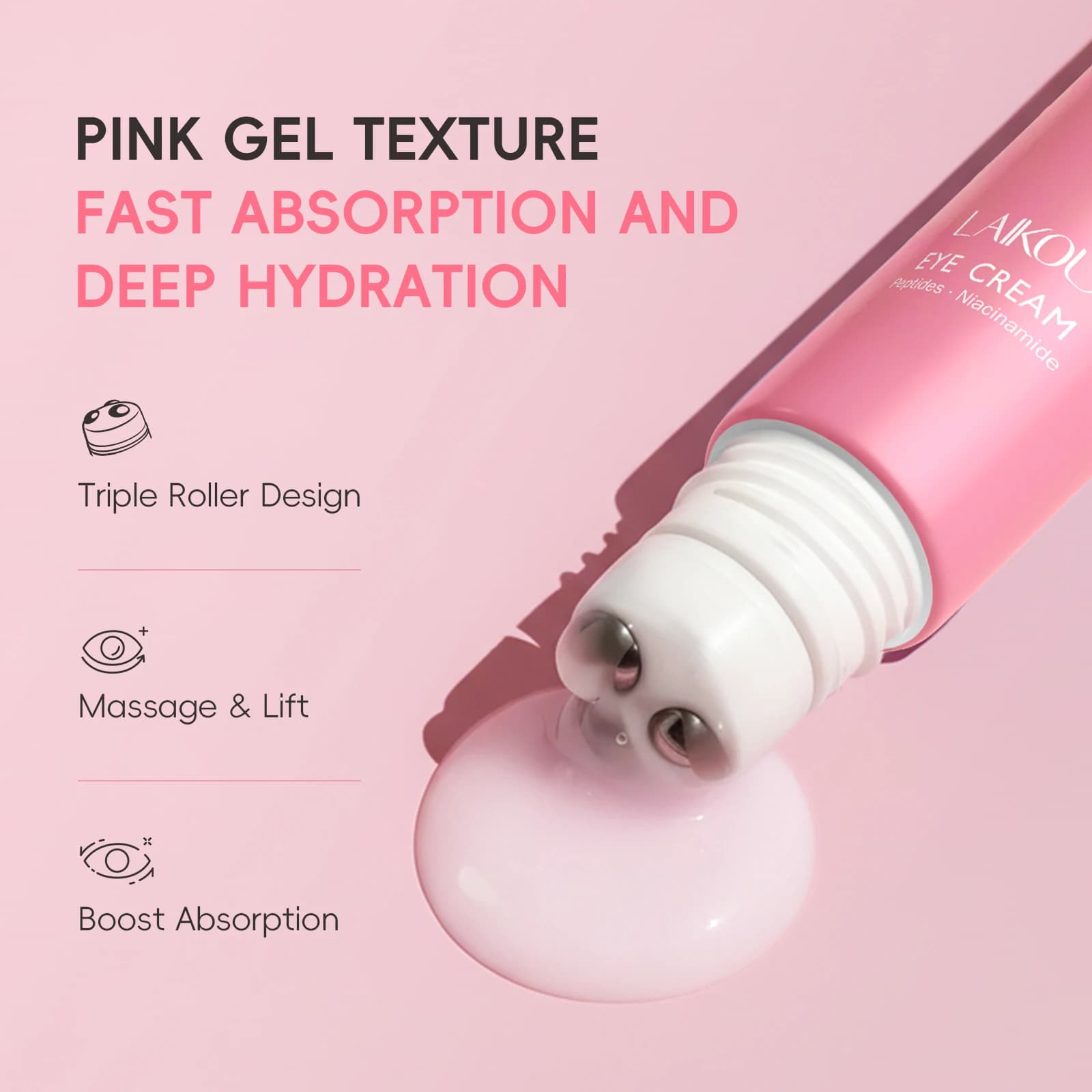 Crème pour les yeux LAIKOU PDRN CICA 20g, nourrit la peau, pour un regard plus lumineux, avec caféine, niacinamide et collagène