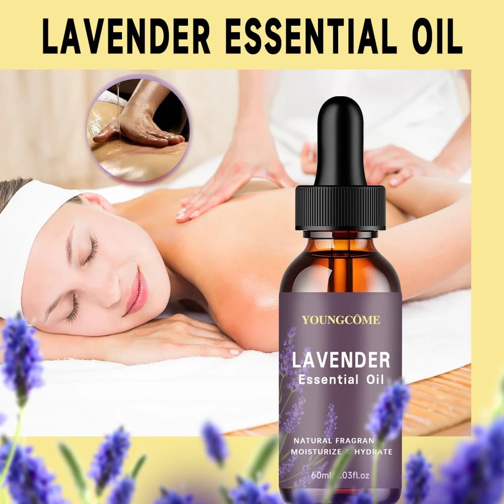 Huile de lavande biologique 40/60 ml pour cheveux et visage – Peau sèche hydratante, formule anti-acné, sans cruauté et végétalienne, 1/4 ensemble facile à utiliser