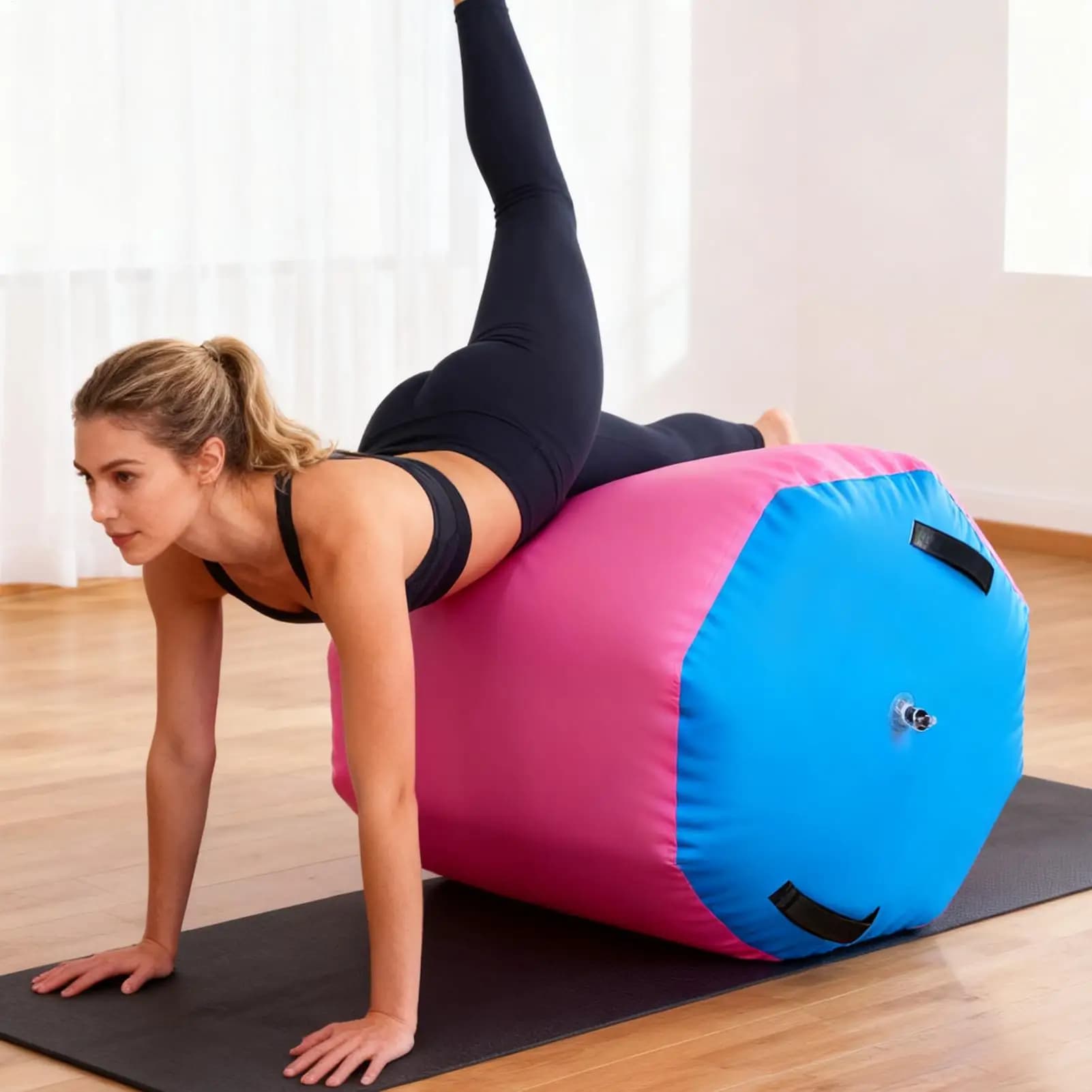 Rouleau d'air gonflable souple antidérapant, pour l'entraînement physique, Yoga à domicile, exercice de pratique en intérieur et en extérieur