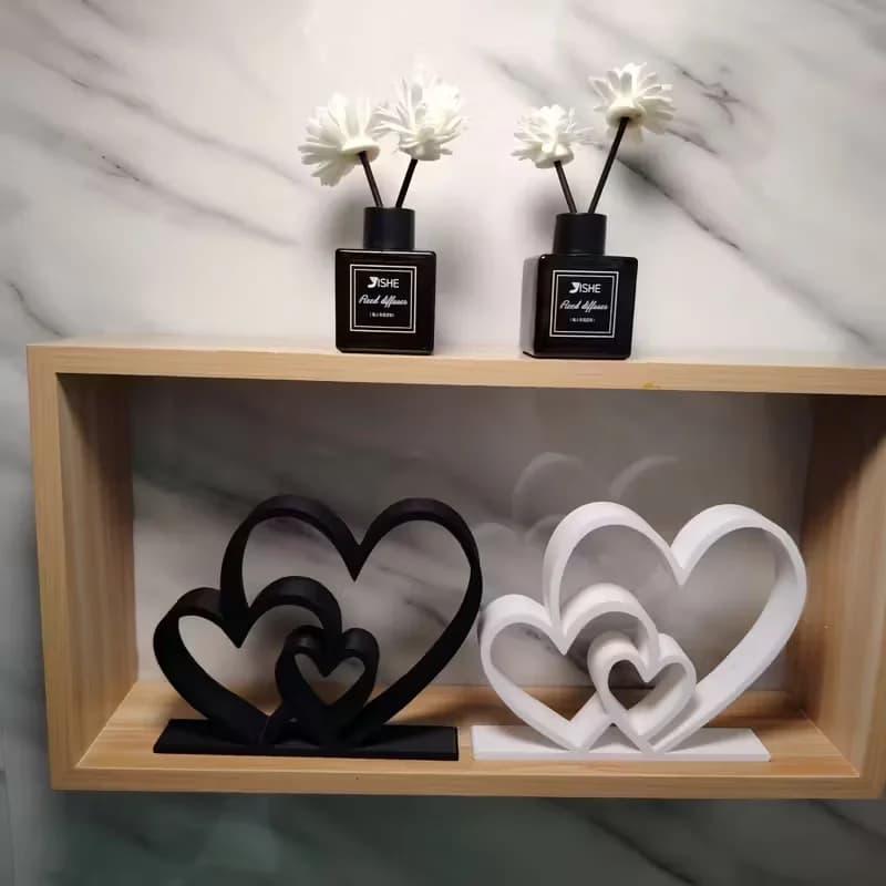 Statue cœur à cœur – Ornement d'amour noir et blanc, décoration de bureau et d'étagère, cadeau de saint-valentin, décoration de la maison
