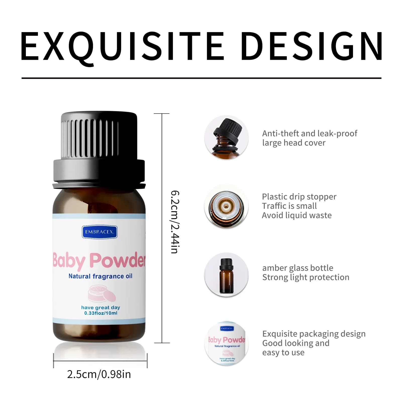 Huile essentielle en poudre pour bébé, 10ml, parfum longue durée, parfum chaud et doux, soins du corps, huile de Massage, cadeau pour amis