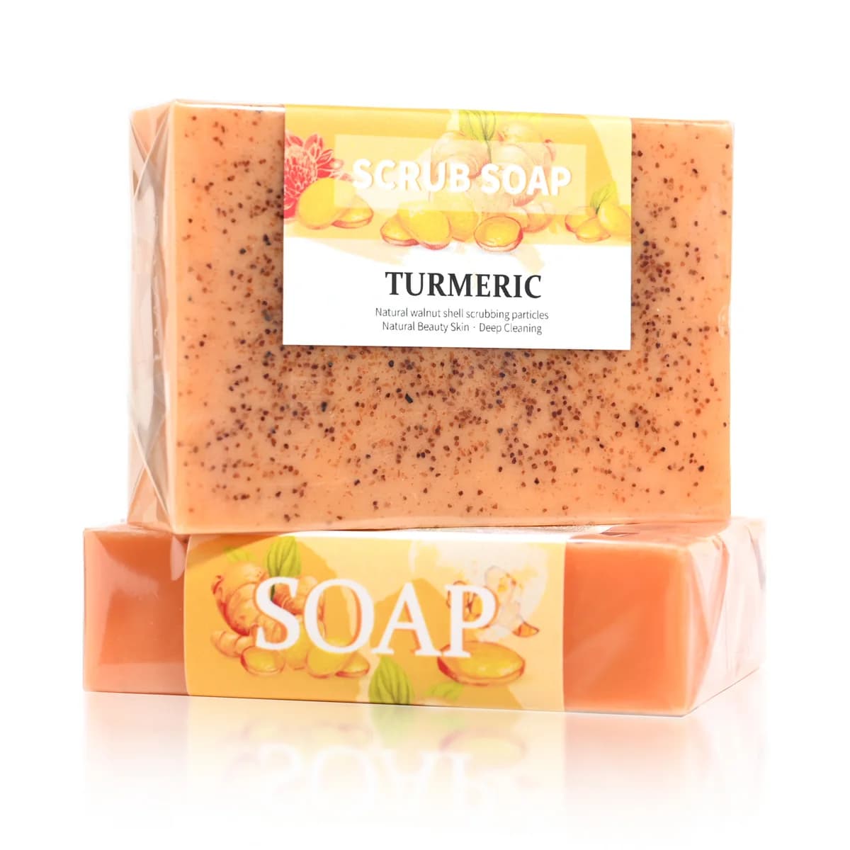 Savon carotte 100 % biologique, granulés de noix naturelles, huile essentielle blanche brillante, savon fait main pour bain de glycérine, hydratant et Nou