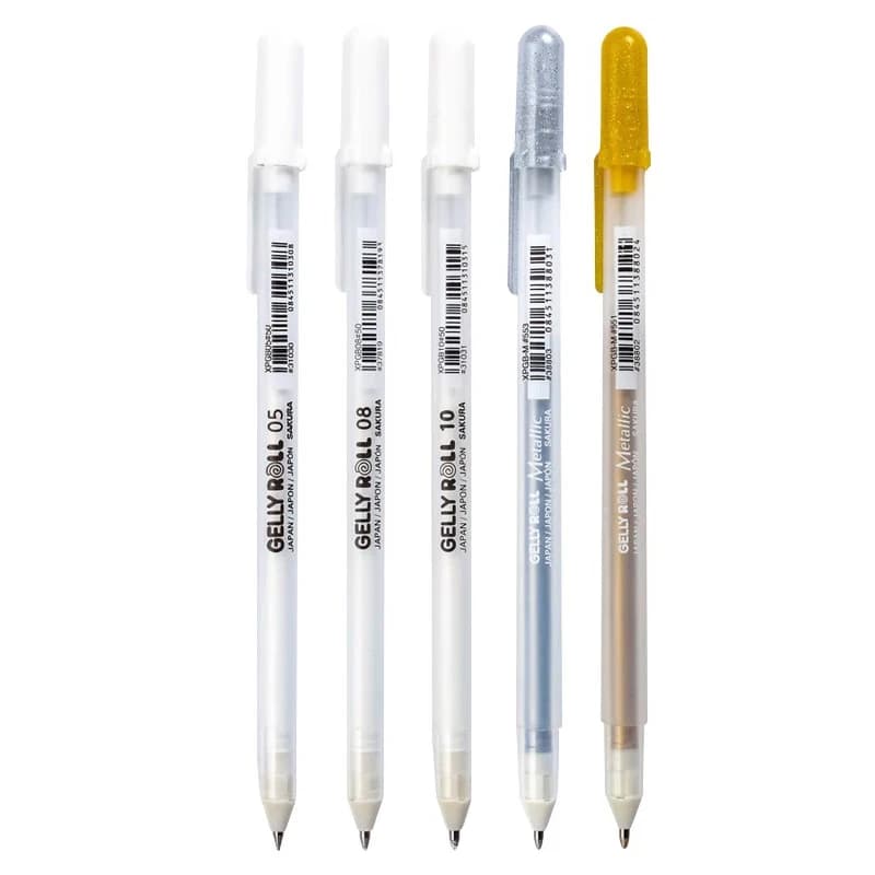 Sakura 3 pièces Gelly Roll stylo à surbrillance classique stylo à encre Gel stylo blanc brillant surbrillance marqueur de croquis doré argent mettant en évidence