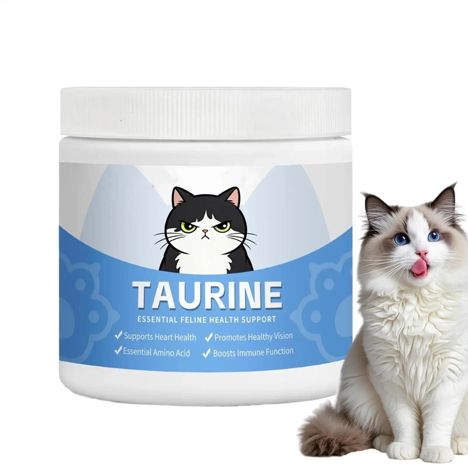 Compléments alimentaires pour chats en poudre hydrosoluble pour la santé cardiaque des chats, L-Lysine pour chatons, à mélanger dans la nourriture, soin quotidien pour chats