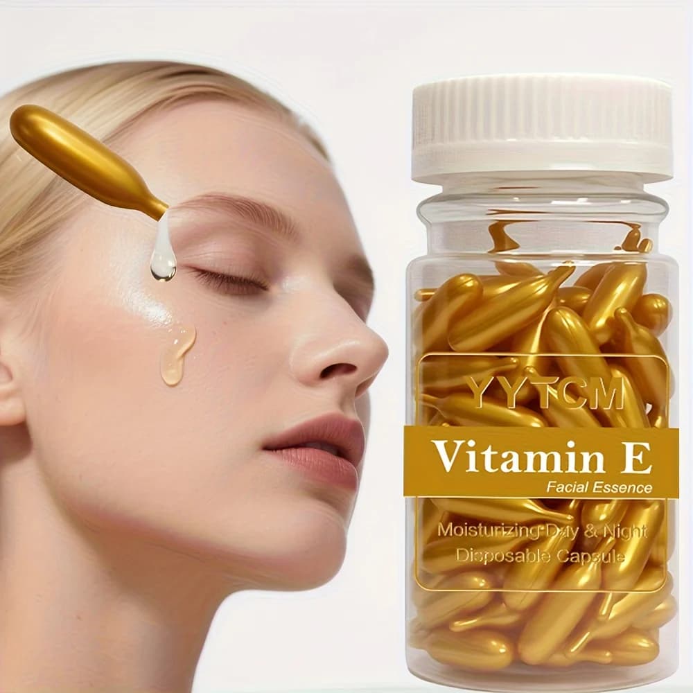 Capsules de sérum à la vitamine E, capsules d'essence à usage unique, hydratantes et nourrissantes pour la peau du visage, 90 capsules/flacon - 1 flacon