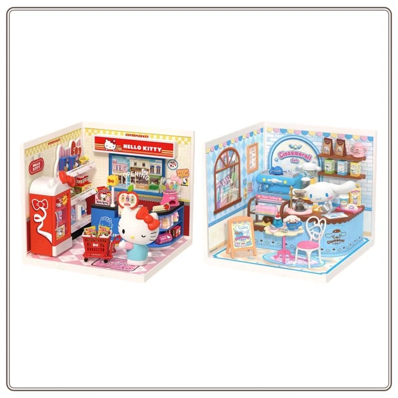 Nouveau Rolife Sanrio Super monde Hello Kitty scène boîte aveugle bébé maison assemblage jouet créatif ornement cadeau femme Surprise cadeau