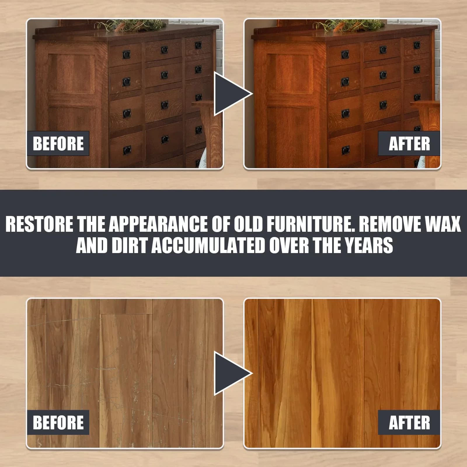 Cire d'abeille pour le soin des meubles et des sols, cire naturelle avec huile d'avocat pour réparer les rayures, restaurer la brillance et protéger les surfaces en bois, 1 ensemble