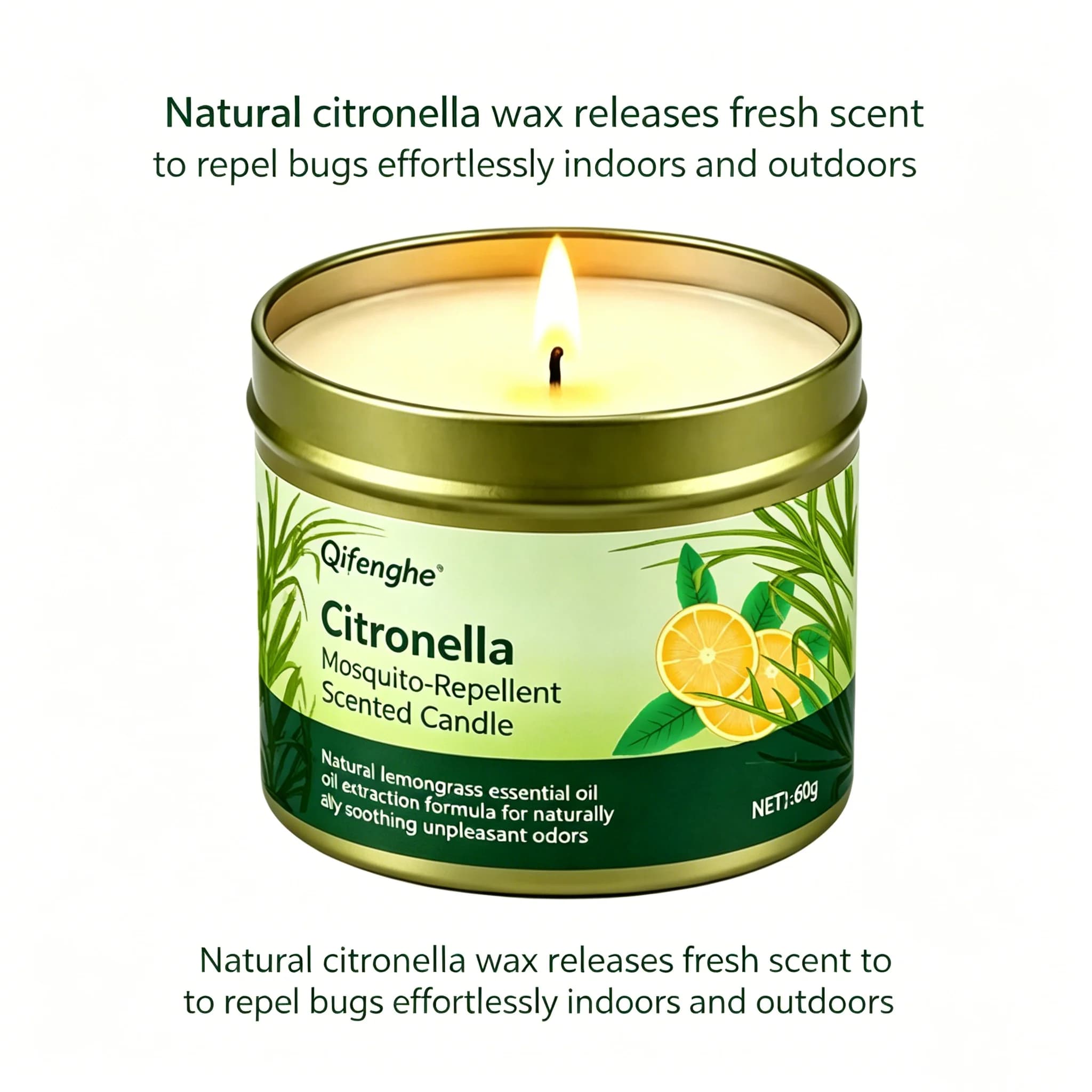 Bougie parfumée anti-moustiques à la citronnelle, huile essentielle de citronnelle naturelle, cire de soja, mèche en coton, sans fumée, anti-insectes, M