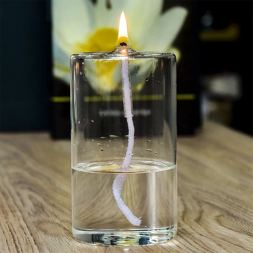 Bougie à huile en verre rechargeable
