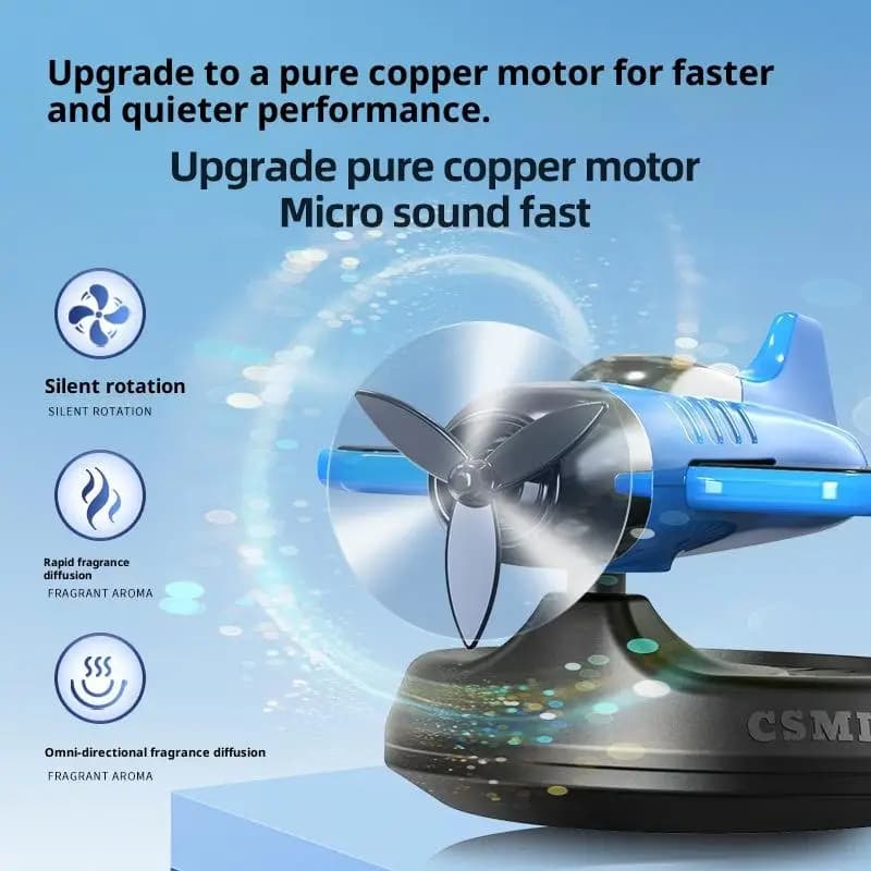 Diffuseur de désodorisant avec conception rotative en forme d'avion ; Alimenté solaire écologique pour les véhicules