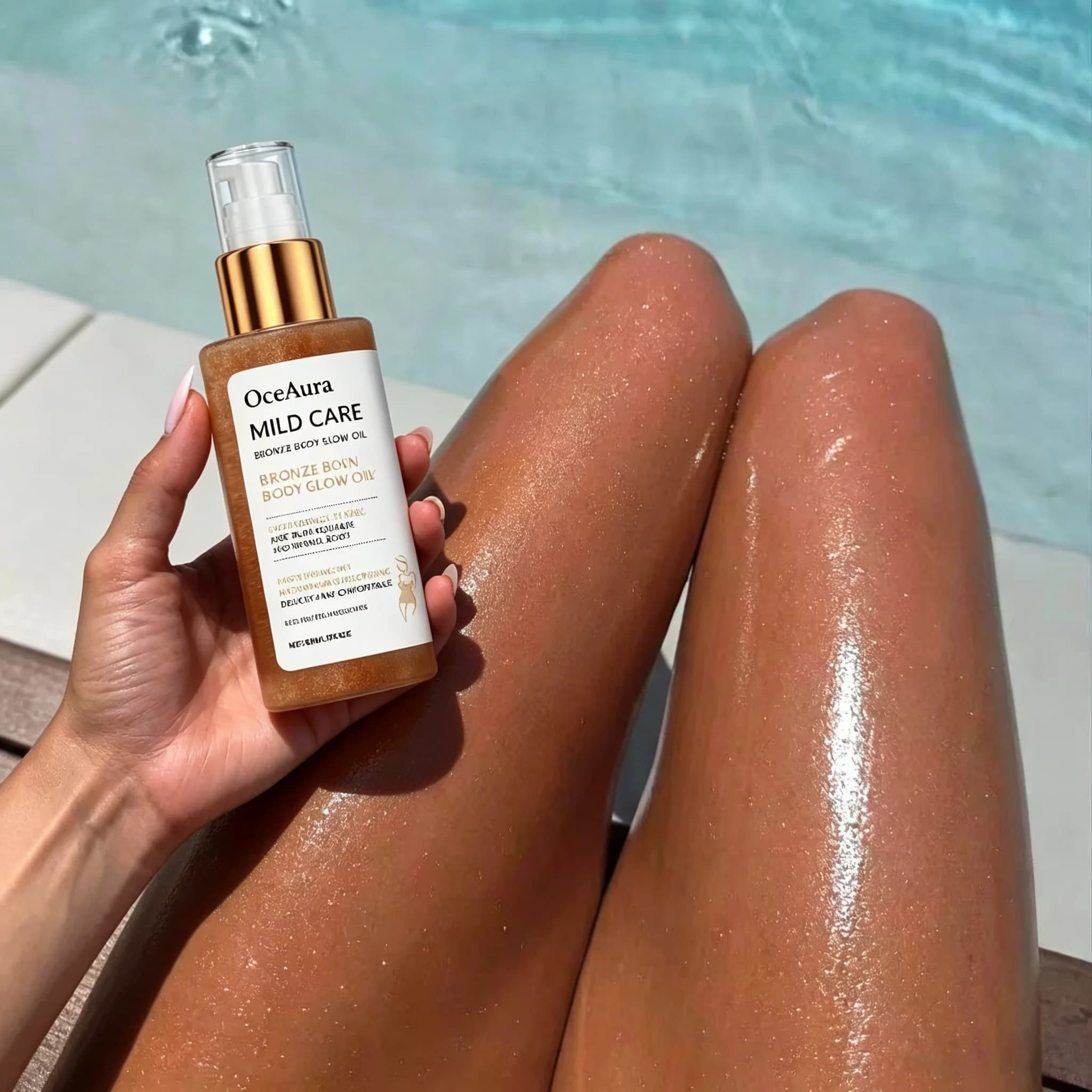Huile Corporelle Scintillante Bronze, Illuminateur Corporel Lumineux pour le Bronzage, Huile Hydratante et Éclatante pour le Corps
