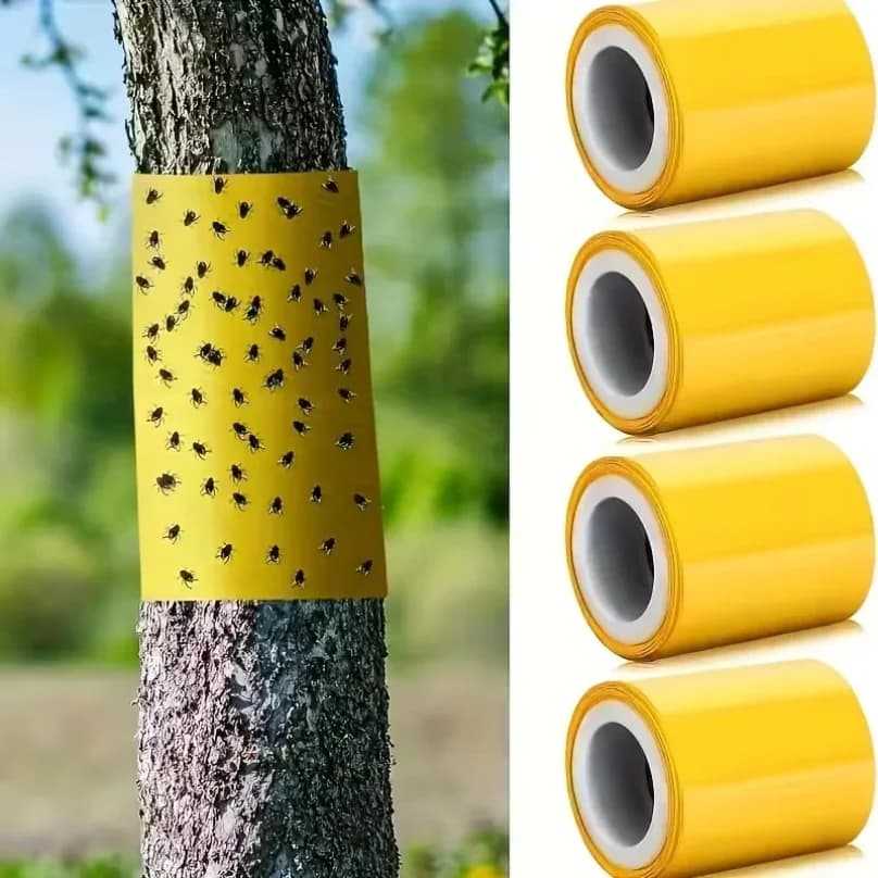 1 rouleau de ruban adhésif jaune double face anti-insectes pour empêcher les insectes