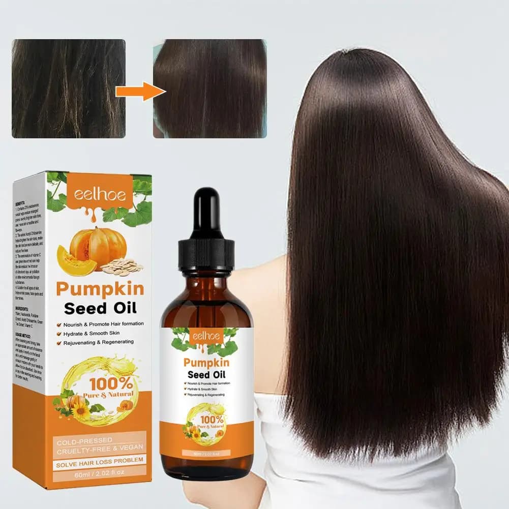 Huile de graines de citrouille pour la croissance des cheveux, huile organique naturelle, hydratante en profondeur des dommages, protection Anti-frisottis, lissante, 5/3/1 pièces
