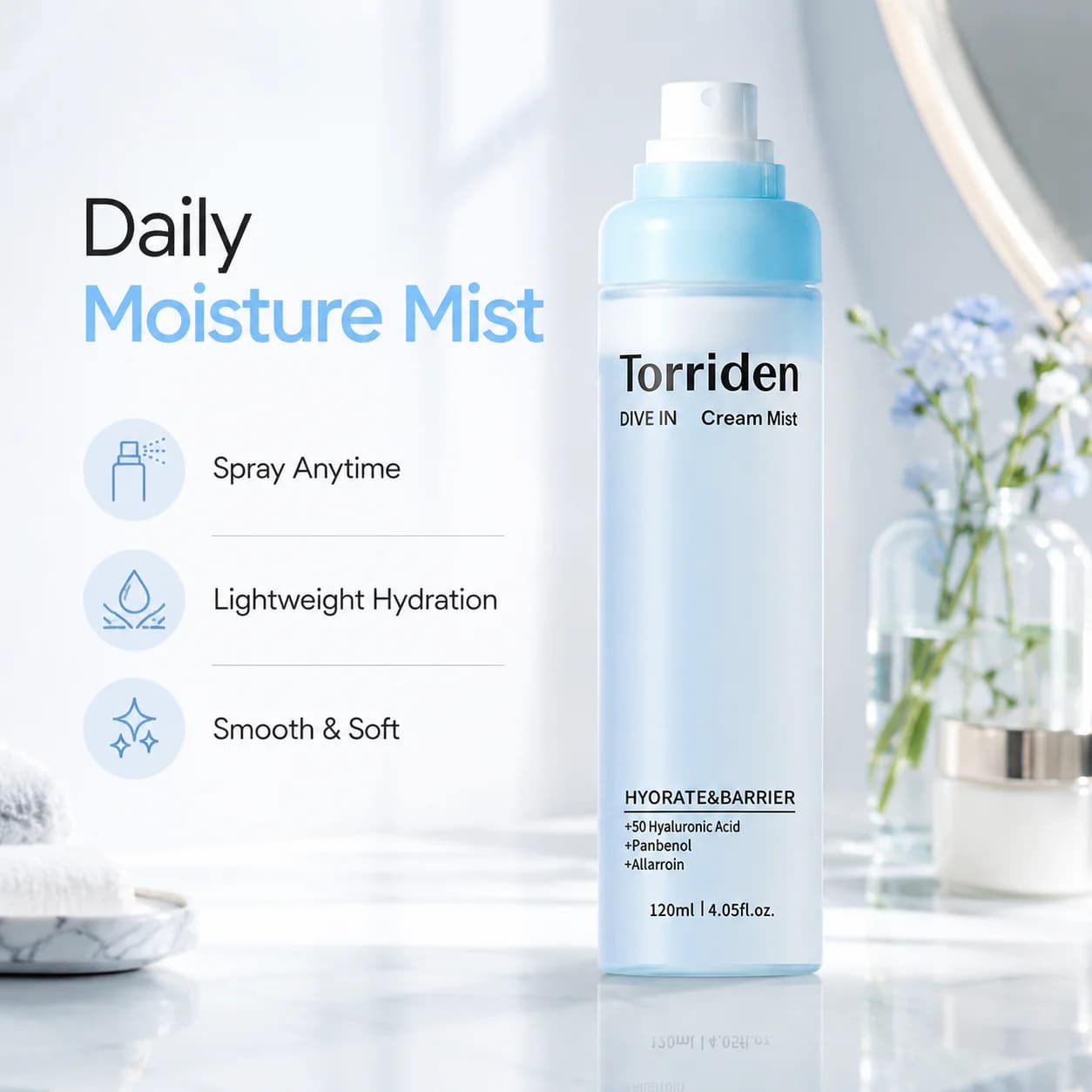 Brume hydratante à l'acide hyaluronique Torriden DIVE IN 120ml, réparation de la barrière cutanée, spray facial hydratant longue durée, apaisant pour la peau
