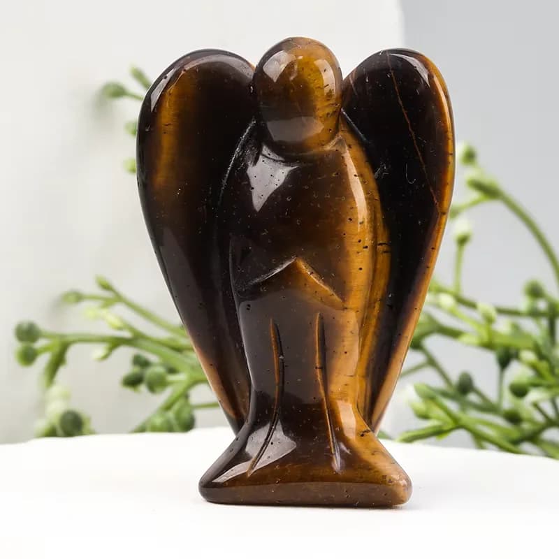 Figurine d'ange en pierre naturelle sculptée à la main, mini artisanat en cristal, pierre précieuse de Jade noir, guérison, décoration de la maison, 1.5 pouces