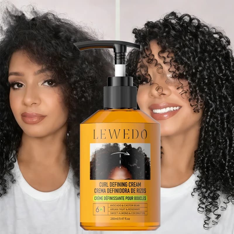 Crème pour cheveux bouclés 280 ml, huile de ricin noire, crème hydratante pour le coiffage des cheveux, crème lissante pour cheveux, anti-frisottis, crème définissante pour cheveux ondulés