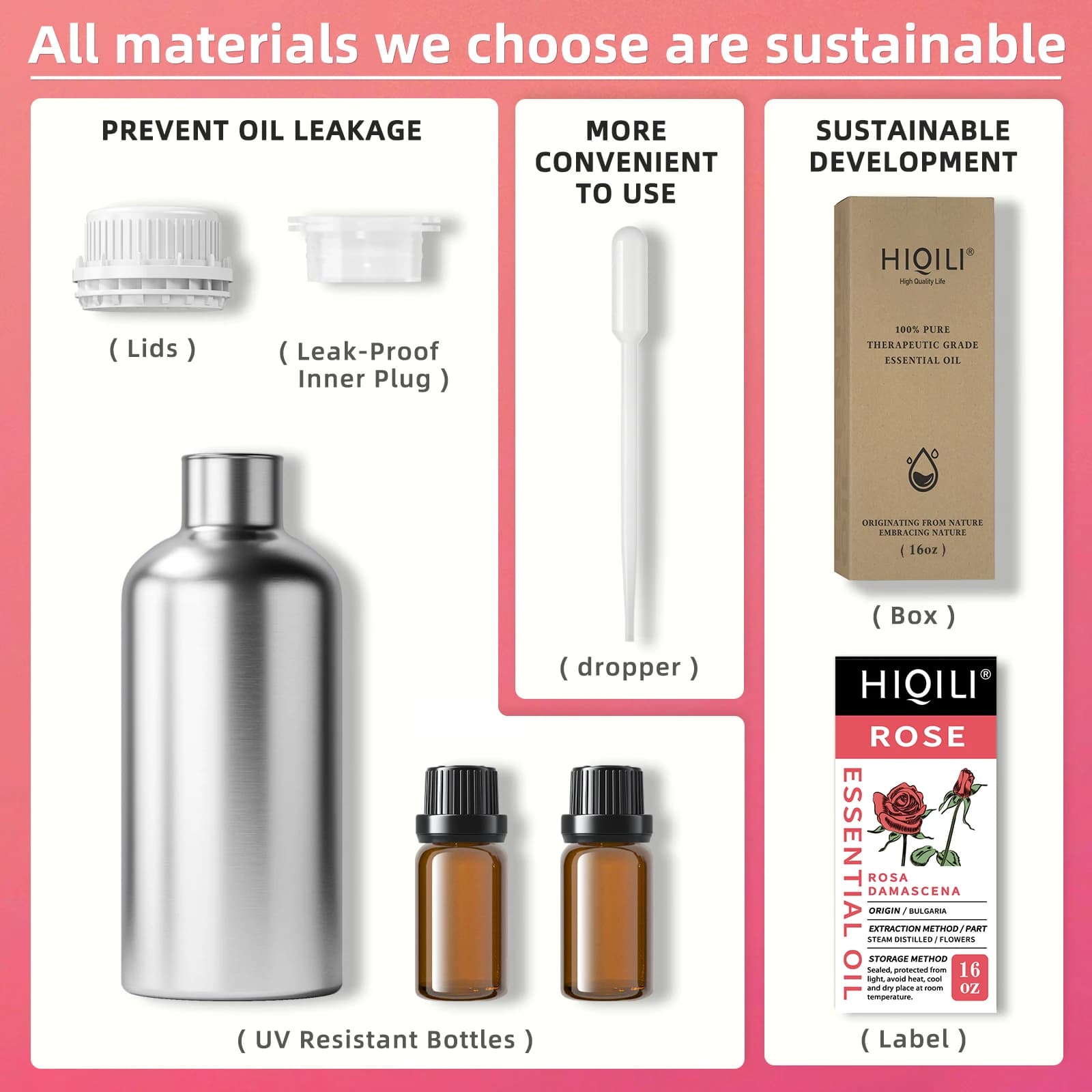 HIQILI 500ML & 1000ML huile essentielle de Rose