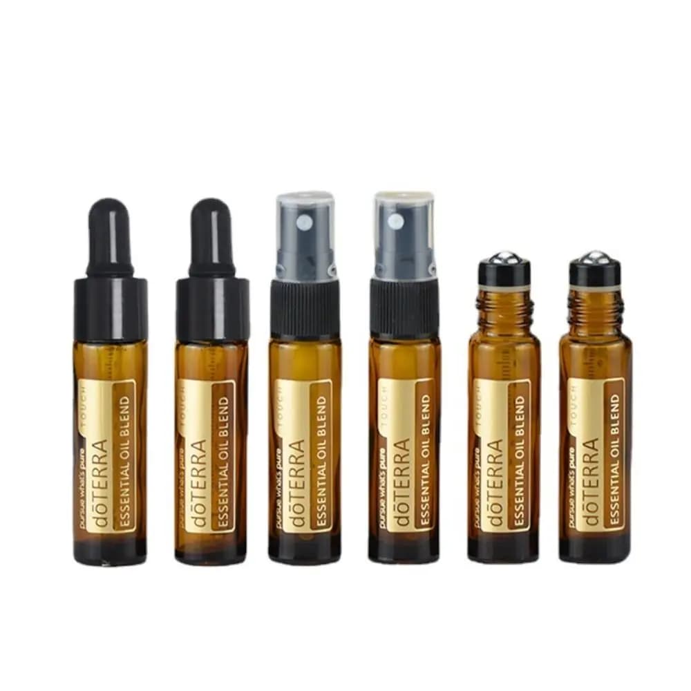 2 pièces 10ml bouteille d'huile essentielle doterra ambre verre épais rouleau bouteille vaporisateur compte-gouttes bouteille voyage sous-embouteillage