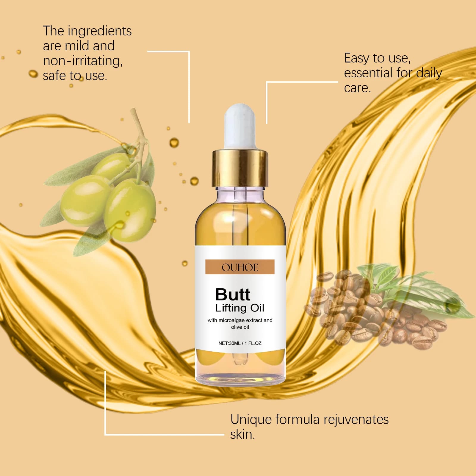 Huile Essentielle Raffermissante et Hydratante pour les Fesses