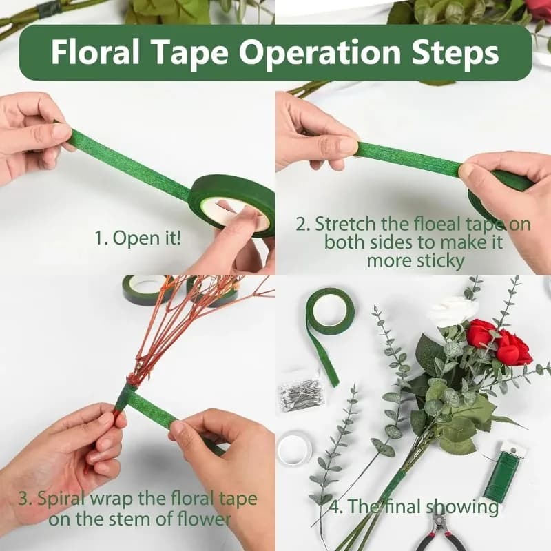 10/1 rouleaux de rubans floraux pour Bouquet vert, papier d'emballage auto-adhésif pour étamines, décor de fleurs pour bricolage, accessoires de fête de mariage pour fleuriste
