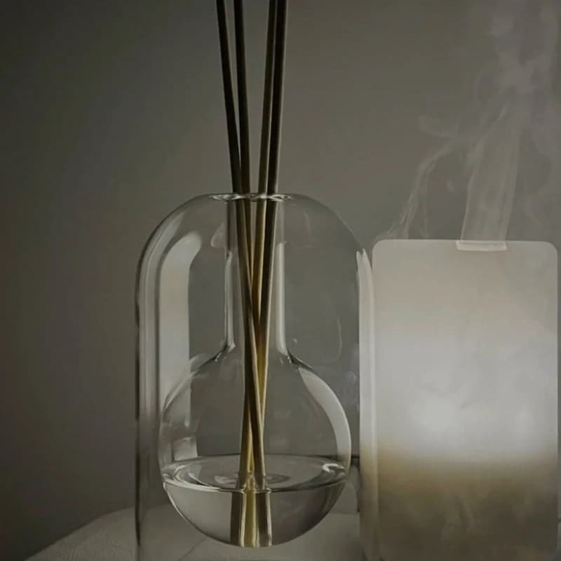 Bouteille diffuseur d'aromathérapie en verre pour huiles essentielles avec bâtonnets diffuseurs