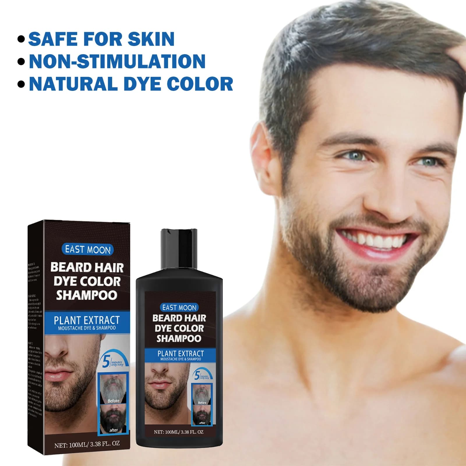 Shampoo colorant à la camomille pour barbe et moustache, coloration douce, nourrit les racines, fixation durable, anti-décoloration, lisse et brillant