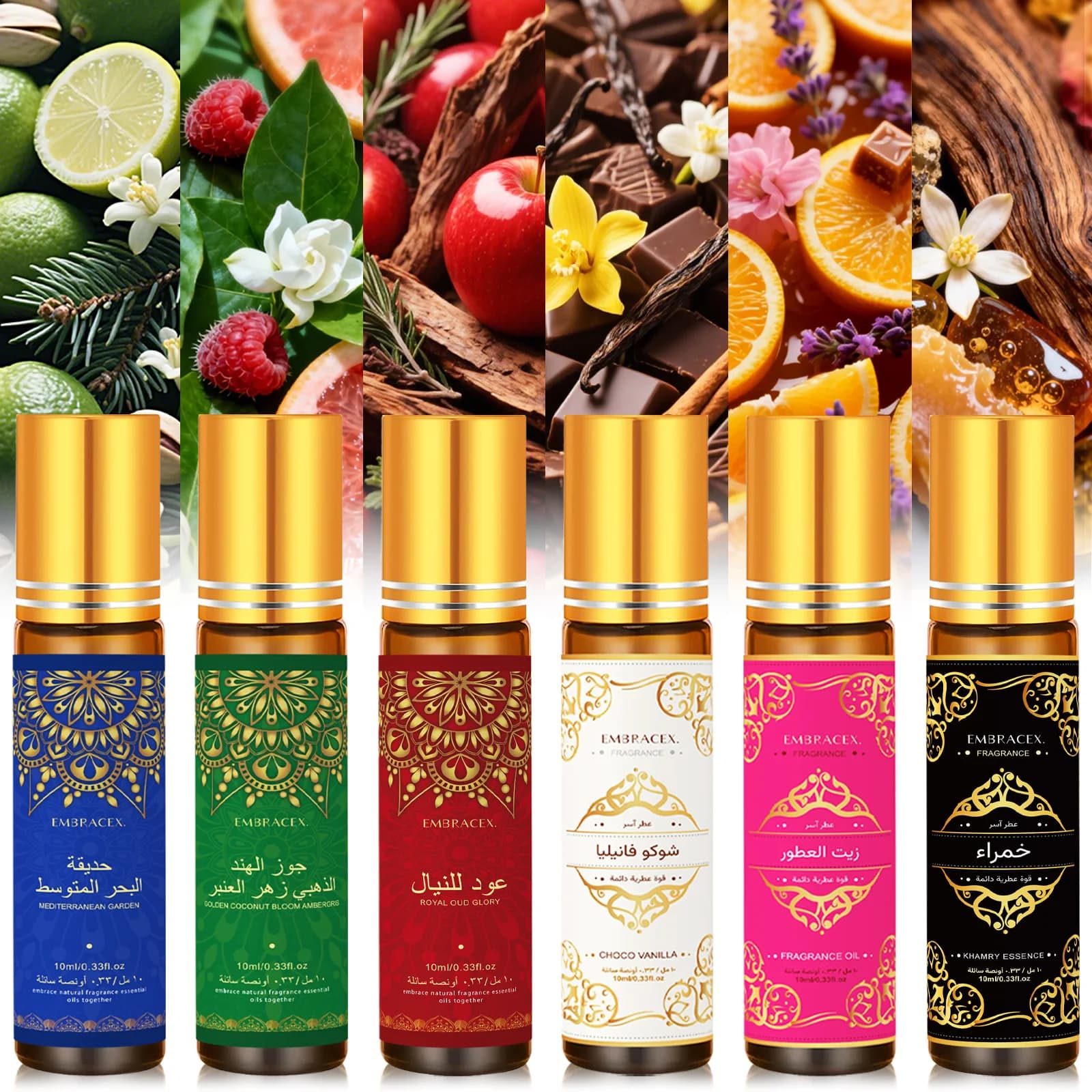 6 types d'huiles essentielles 10 ml