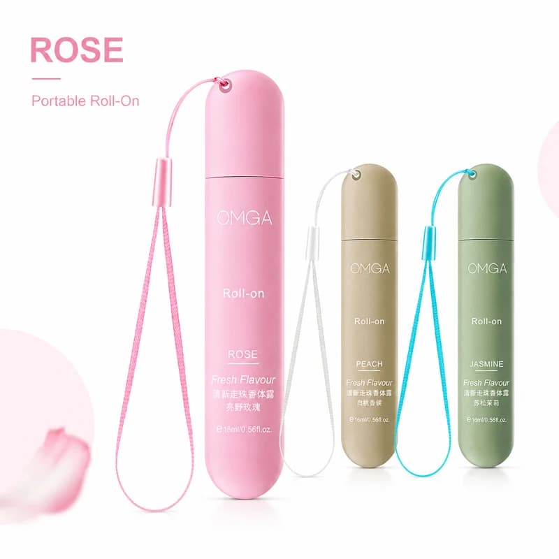 Ensemble de 3 parfums portables en roll-on 16 ml, parfum corporel frais pour femmes, format voyage, parfum longue durée, rose, pêche, jasmin