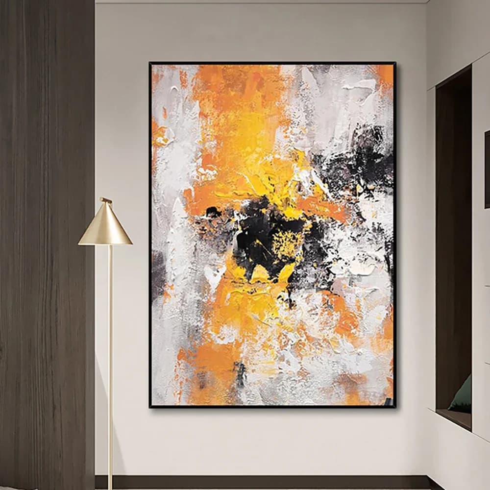 Peinture à l'huile abstraite sur toile faite à la main, art mural moderne, grande taille, décoration de salon de coutumes, rapBergame