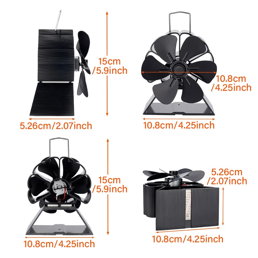 Mini ventilateur de poêle à 6 pales, ventilateur de cheminée 62, poêle à bois, cuillère à soupe, silencieux, maison, hiver chaud, distribution de chaleur
