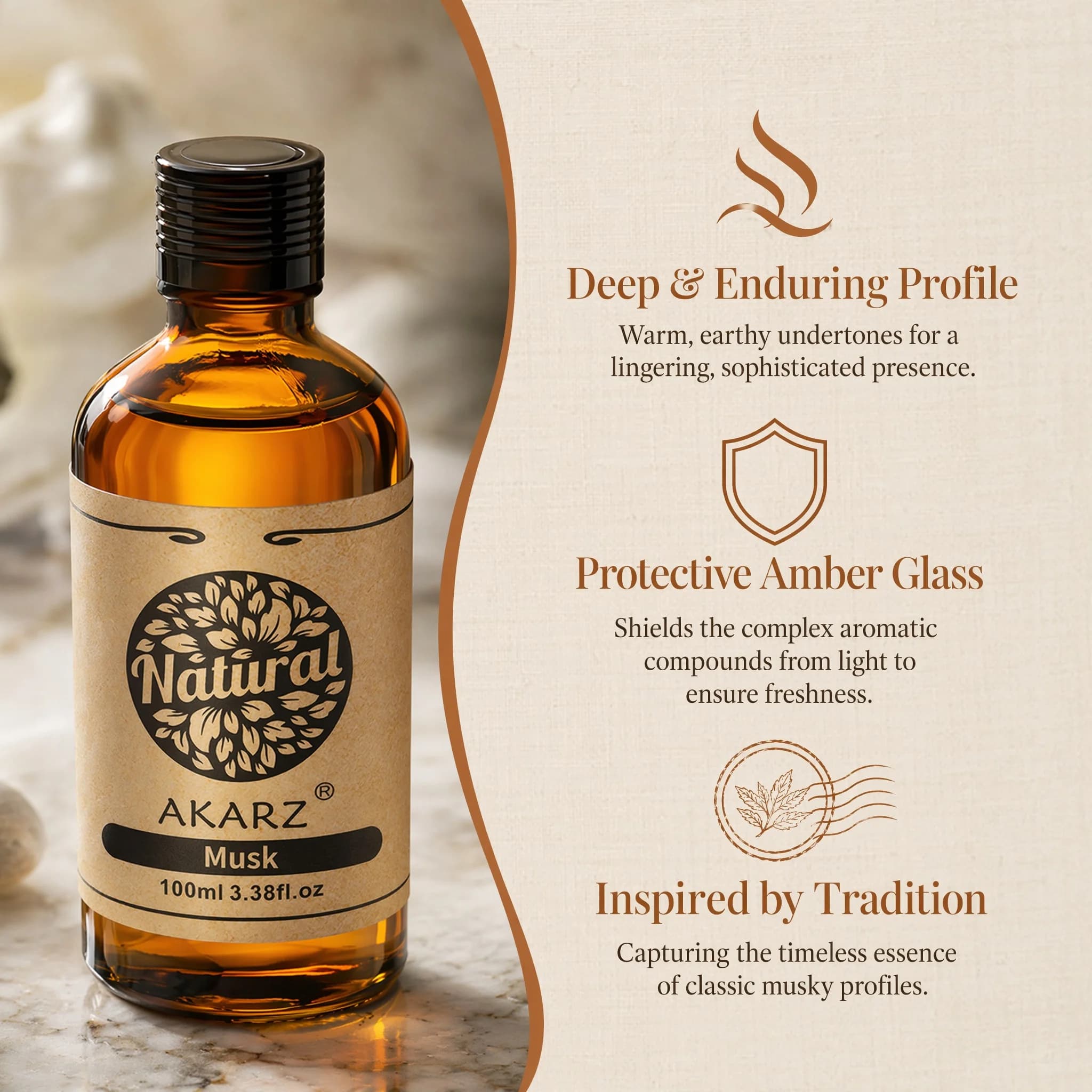 AKARZ-Huile essentielle de musc naturelle, soin du visage et du corps, aromathérapie