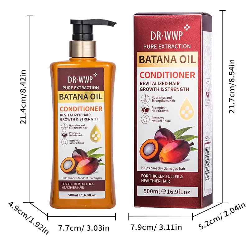 Ensemble shampoing et revitalisant à l'huile de Batana de 500 ml pour un soin hydratant, adoucissant les cheveux et améliore la sécheresse et les frisottis