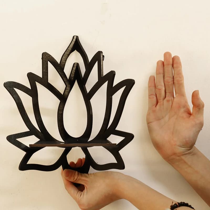 Support décoratif creux en bois Lotus, organisateur d'aromathérapie, bougeoir d'huile essentielle, étagère murale, étagère d'angle